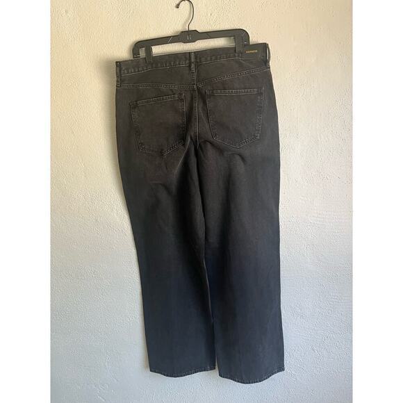 Express Woman Black High Waisted Washed Black Wide Leg Jeans, Size 14R - Picture 10 of 10